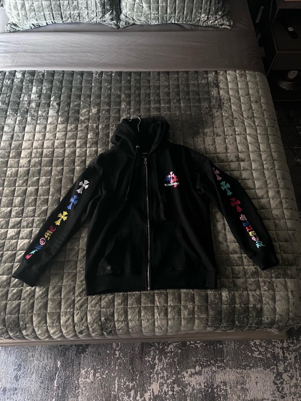 Chrome Hearts Black Hoodie with White Cross Logo